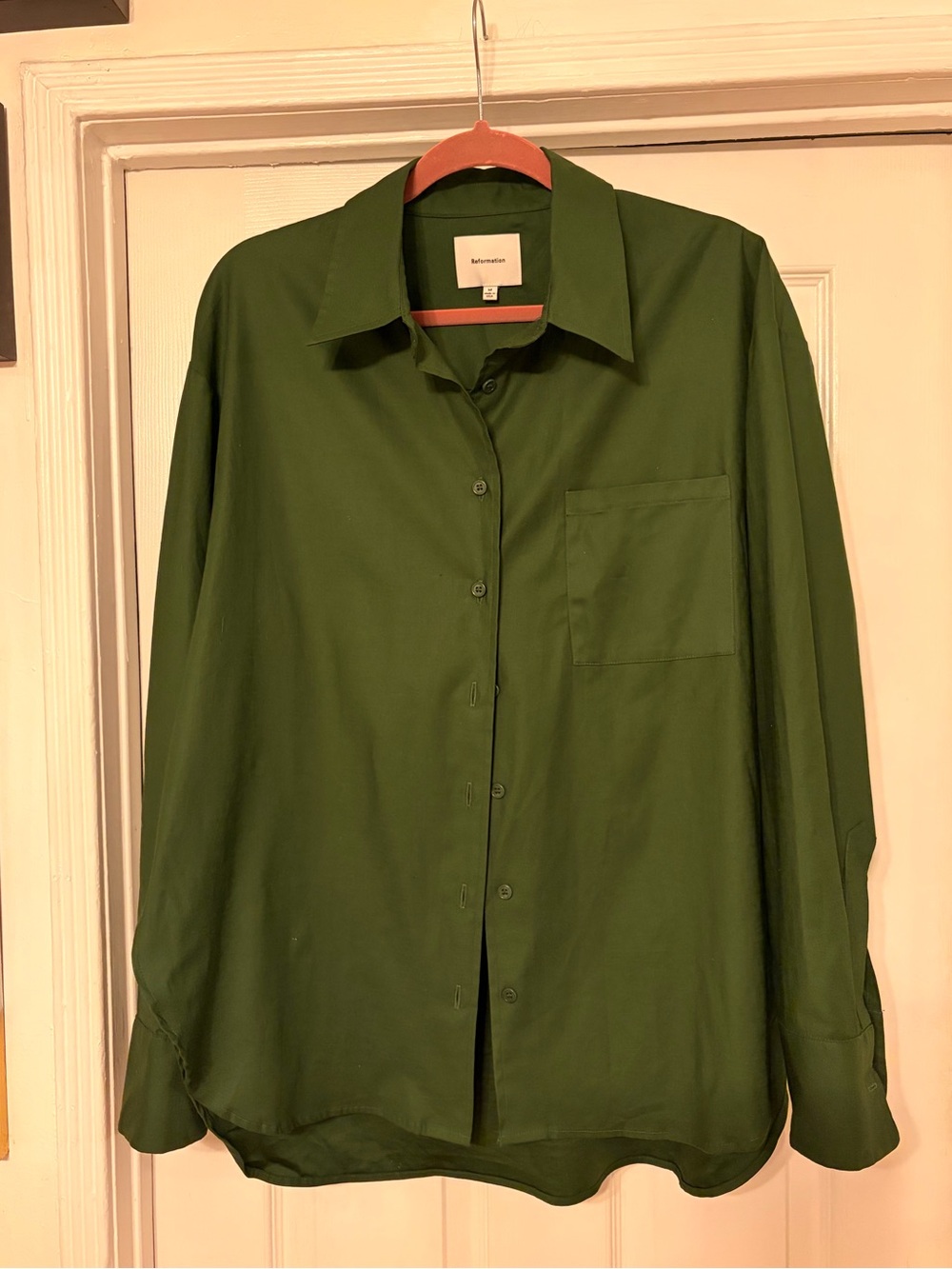 Reformation Olive Green Button-Down Shirt